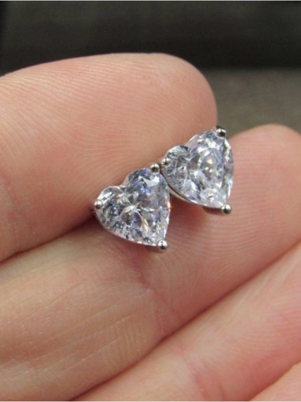 2 Carats Heart-Shaped Moissanite Stud Earrings in Sterling Silver - Picture 3 of 5
